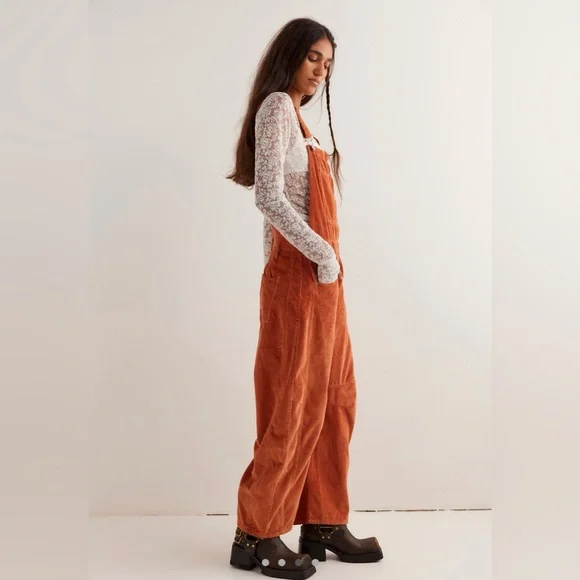 NWT We The Free Good Luck Cord Overalls~ Rust - Picture 3 of 4